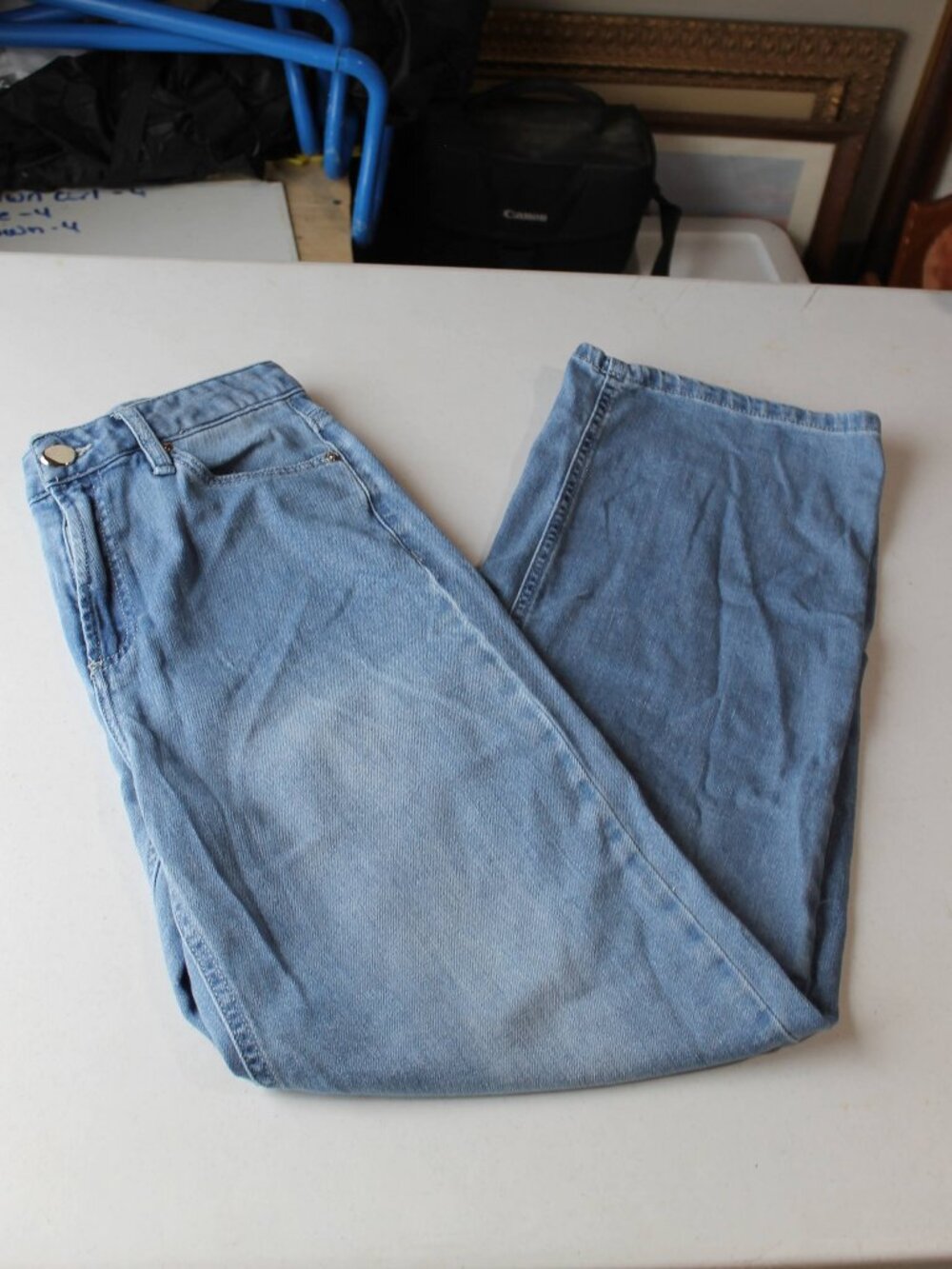 OAT New York Cloud Luxe High Rise Wide Leg Light Wash Jeans Size 4 / 27